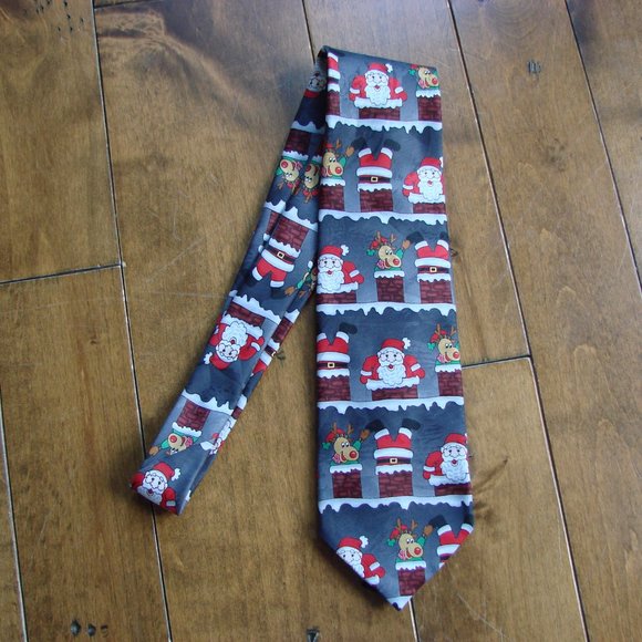 Mens Tie Christmas HOHOHO Santa Rudolph Reindeer Teachers - Picture 3 of 10
